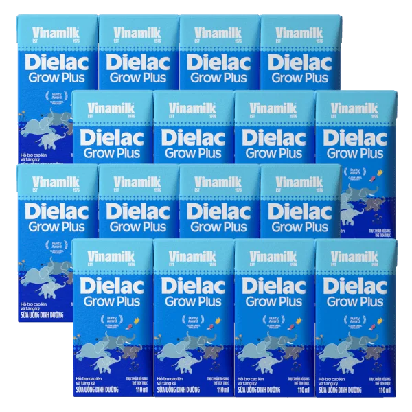 Combo 4 Sữa uống dinh dưỡng Dielac Grow Plus 110ml (Sữa Non) - Lốc 4 hộp