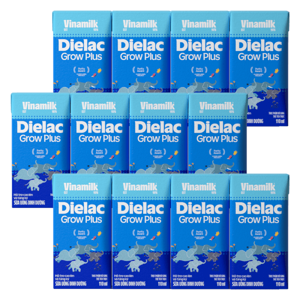 Combo 3 Sữa uống dinh dưỡng Dielac Grow Plus 110ml (Sữa Non) - Lốc 4 hộp