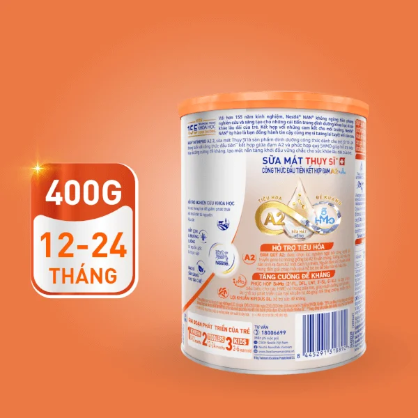 Sữa Nan A2 InfiniPro  số 2 400g (5HMO) (1-2 tuổi)