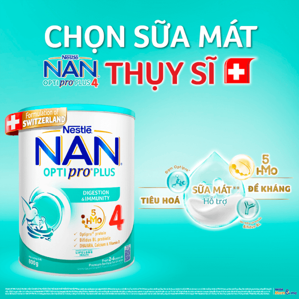 Combo 4 Sữa Nestle Nan Optipro Plus 4 800g (2-6 tuổi)