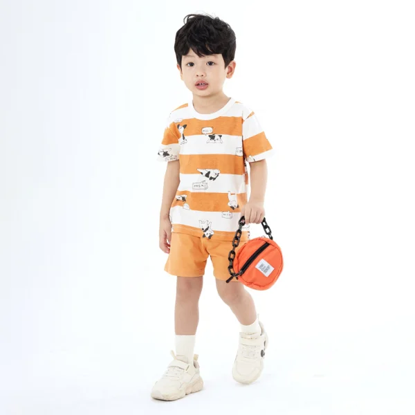 Bộ bé trai ngắn Animo Easy HN0924026 (1-4Y,Kem phối cam)