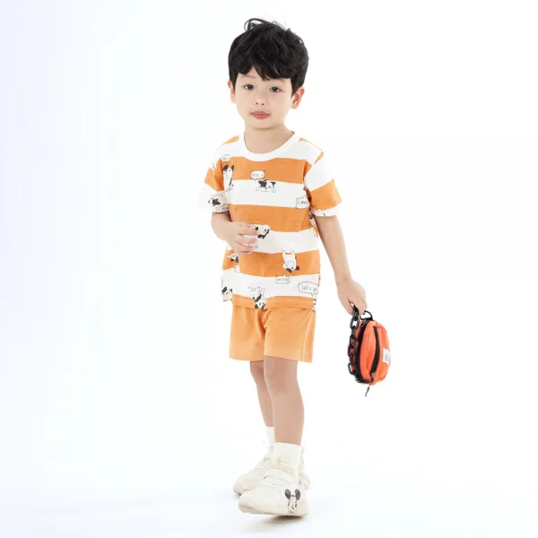 Bộ bé trai ngắn Animo Easy HN0924026 (1-4Y,Kem phối cam)