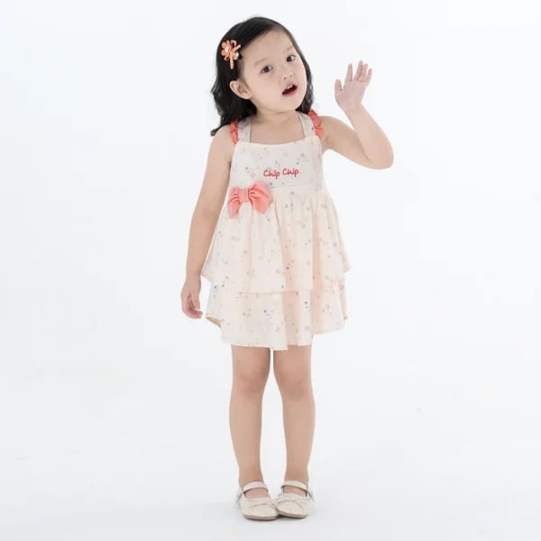 Đầm bé gái Gà con Chip Chip Animo TX0624003 (6M-6Y,Kem)