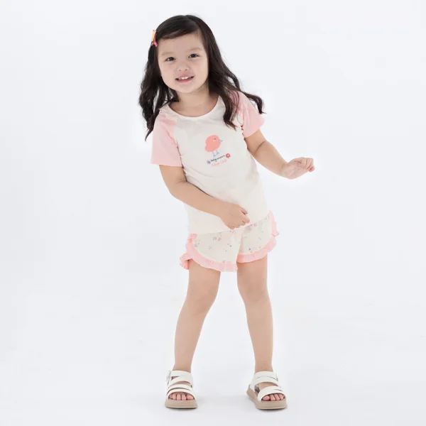 Bộ bé gái ngắn Gà con Chip Chip Animo TX0624002 (6M-6Y,Kem)