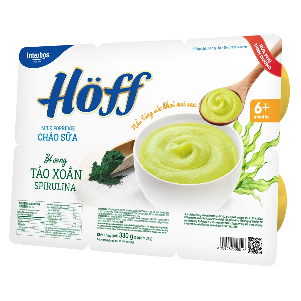 Cháo sữa Bổ sung tảo xoắn Spirulina HӦff -  55gr (Giao mẫu ngẫu nhiên)
