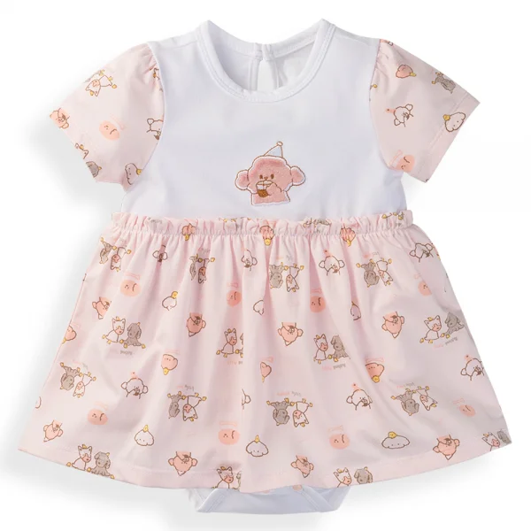 Bodysuit bé gái tam giác Animo VD1024064 (0-9M,Hồng)