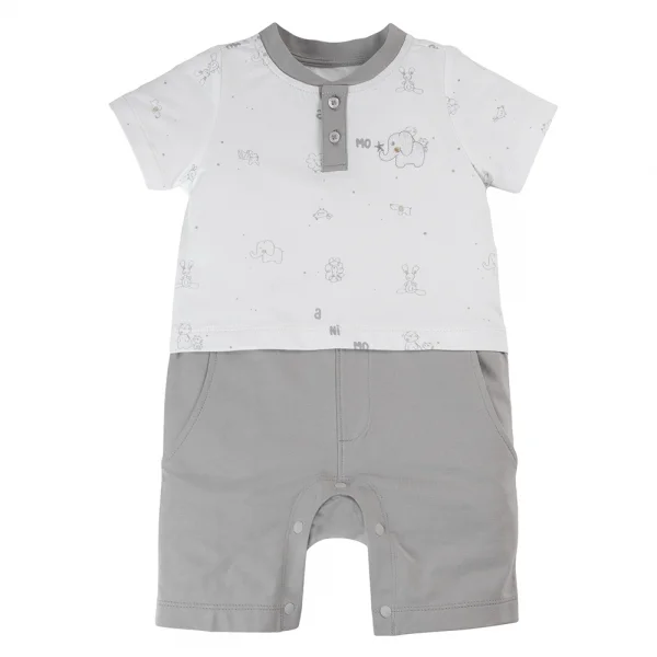 Bodysuit bé trai đùi Animo VD1024057 (0-12M,Xám nhạt)