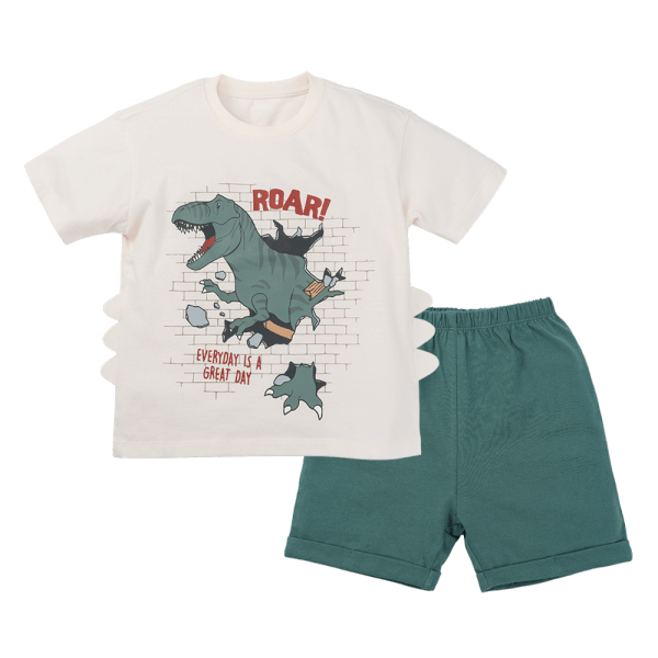 Bộ bé trai ngắn Bst T-Rex Animo HN1224006 (9M-3Y,Kem)