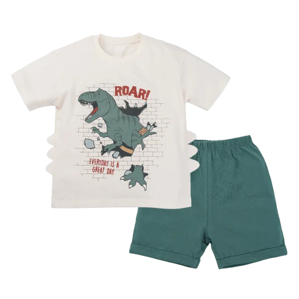 Bộ bé trai ngắn Bst T-Rex Animo HN1224006 (9M-3Y,Kem)