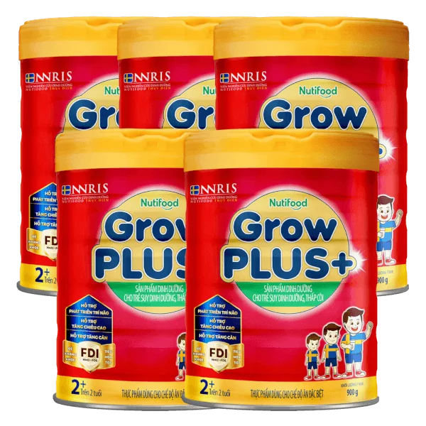 Combo 5 Sữa GrowPlus+ Đỏ 2+ tuổi, 900g