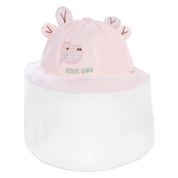 Nón vành tròn khăn voan bé gái Animo A2410_MN021 (44cm,Hồng)