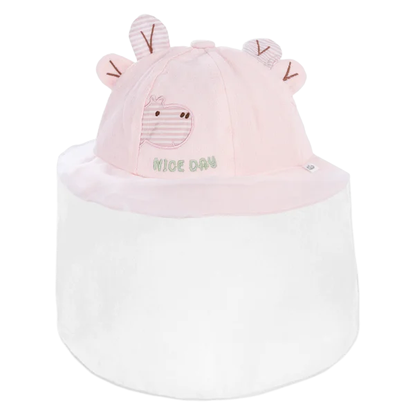 Nón vành tròn khăn voan bé gái Animo A2410_MN021 (44cm,Hồng)