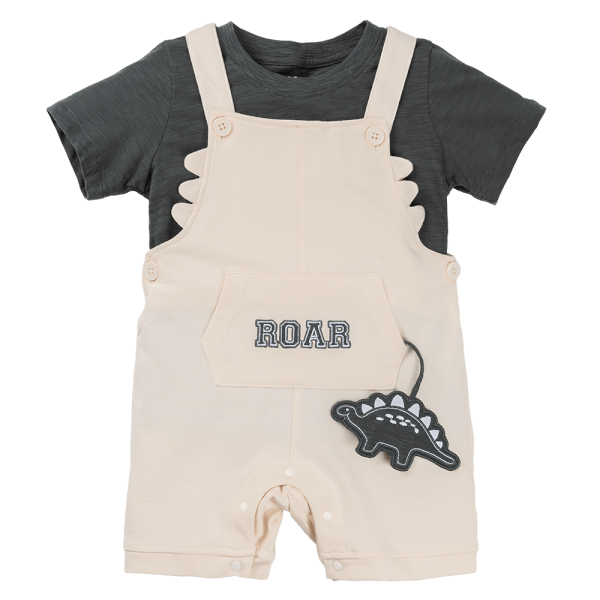 Bộ yếm bé trai ngắn BST Khủng long Animo HN1124044 (1-4Y,Kem phối xanh)