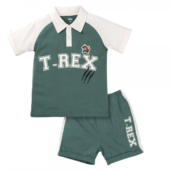 Bộ Polo bé trai ngắn BST T-Rex Animo HN1224005 (9M-6Y,Xanh)