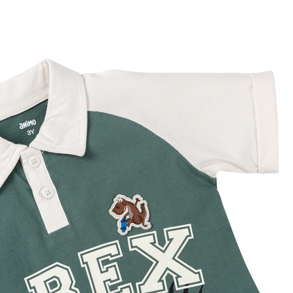 Bộ Polo bé trai ngắn BST T-Rex Animo HN1224005 (9M-6Y,Xanh)