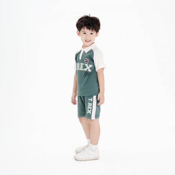 Bộ Polo bé trai ngắn BST T-Rex Animo HN1224005 (9M-6Y,Xanh)