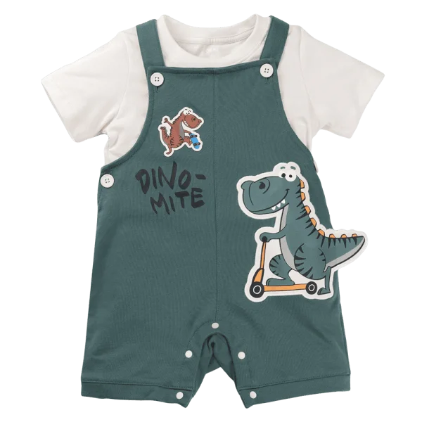 Bộ yếm bé trai ngắn BST T-Rex Animo HN1224004 (1-4Y,Xanh)