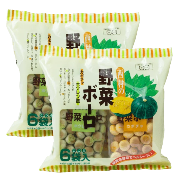 Combo 2 Bánh viên rau quả vị bí đỏ và vị cải bó xôi 120g (20g × 6 gói)