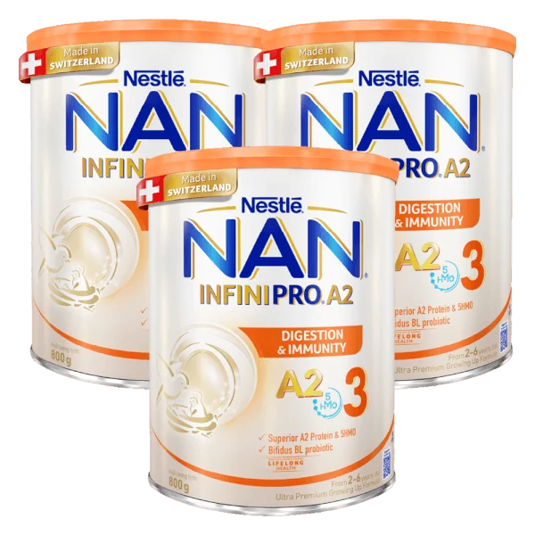 Combo 3 Sữa NAN INFINIPRO A2 800g số 3 (5HMO) (2-6 tuổi)