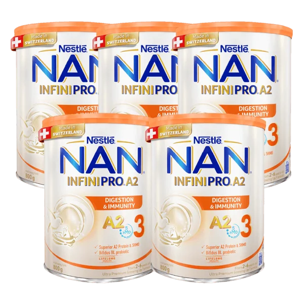 Combo 5 Sữa NAN INFINIPRO A2 800g số 3 (5HMO) (2-6 tuổi)