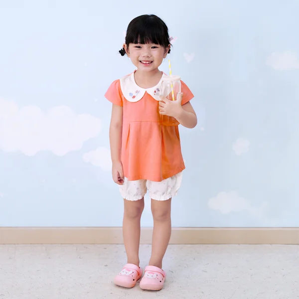 Bộ bé gái ngắn Gà con Chip Chip Animo TX0624004 (6M-6Y,Hồng )