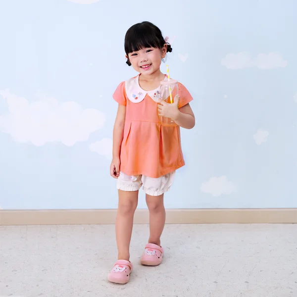 Bộ bé gái ngắn Gà con Chip Chip Animo TX0624004 (6M-6Y,Hồng )