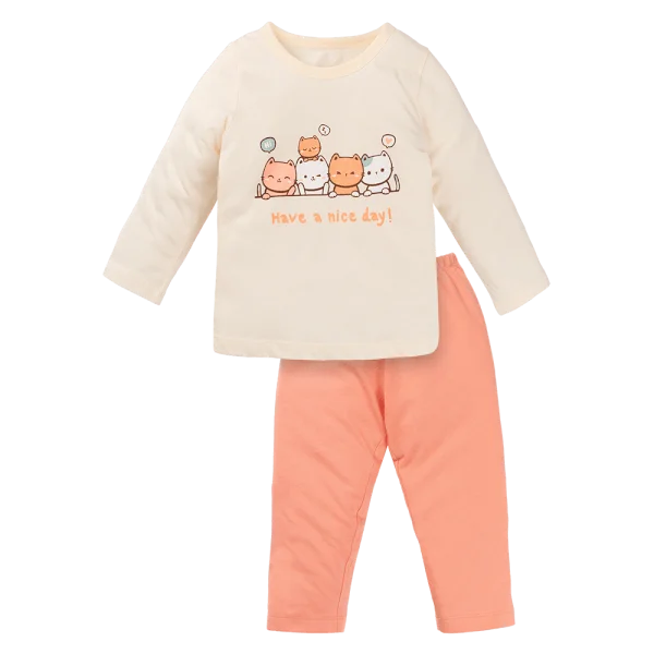 Bộ bé gái dài Animo Easy HN1124098 (1-4Y,Kem)