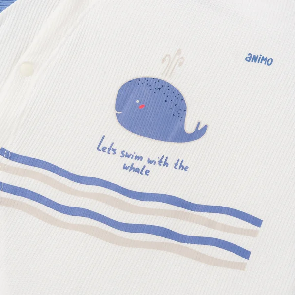 Bodysuit rayon jacquard dài Animo KV1124018 (0-12M,Xanh)