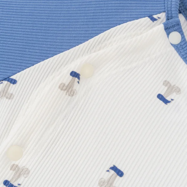 Bodysuit rayon jacquard dài Animo KV1124017 (0-12M,Xanh)