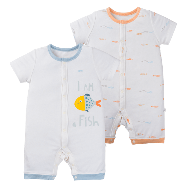 Set 2 Bodysuit modal kháng khuẩn đùi Animo VD0125005 (0-12M,Cam-xanh,TT06)