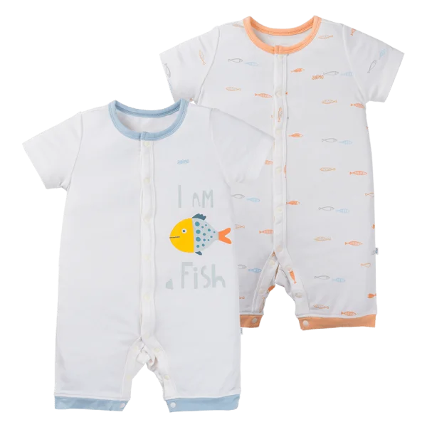 Set 2 Bodysuit modal kháng khuẩn đùi Animo VD0125005 (0-12M,Cam-xanh,TT06)