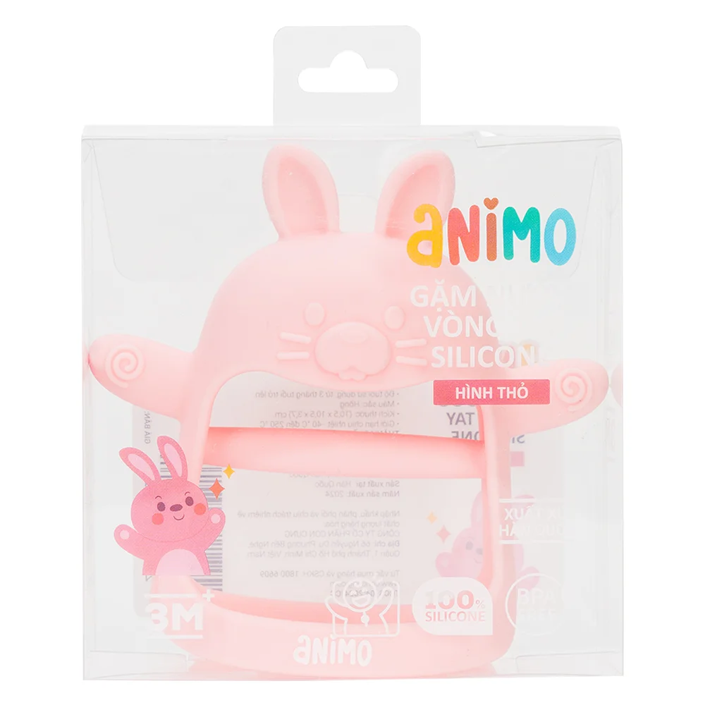 Gặm nướu vòng tay Silicone hình thỏ Animo (Hồng)