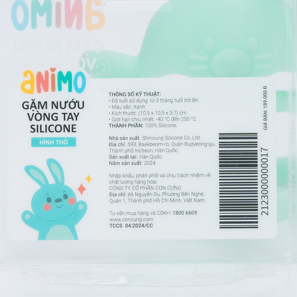 Gặm nướu vòng tay Silicone hình thỏ Animo (Xanh)