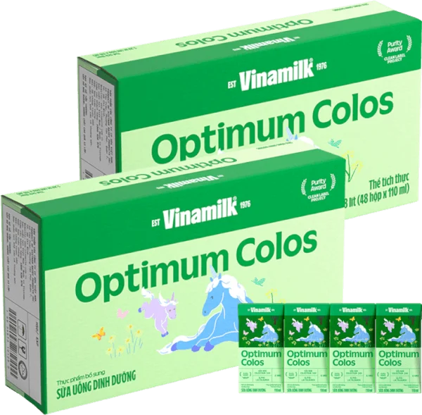 Combo 2 thùng Sữa uống dinh dưỡng Optimum Colos 110ml (Lốc 4 hộp) new