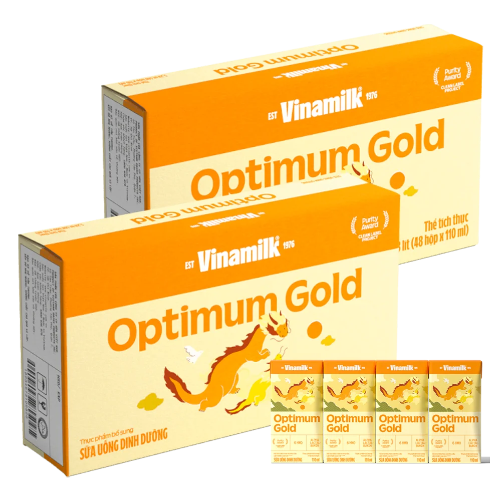 Combo 2 thùng Sữa uống dinh dưỡng Optimum Gold 110ml (Lốc 4 hộp) new