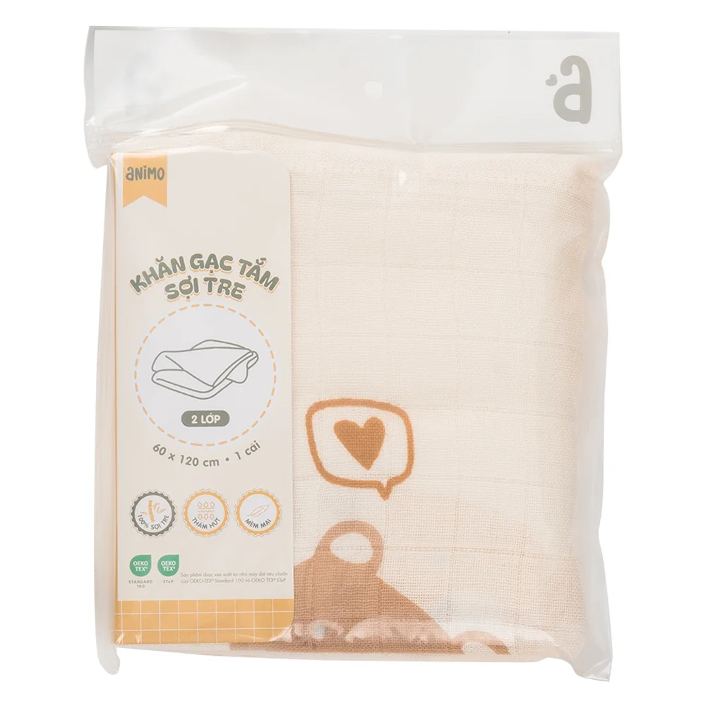 Khăn gạc tắm 100% sợi tre BM8X Animo T2501_PP001 (60x120cm,1 cái)