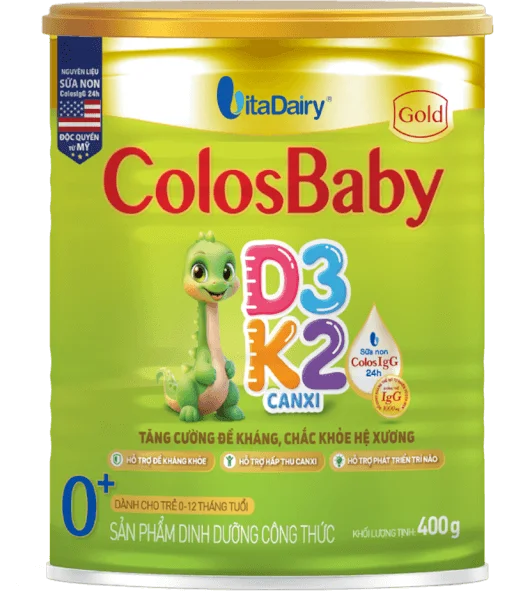 Sản phẩm dinh dưỡng công thức ColosBaby Gold D3K2 0+ 400g (0-12 tháng)