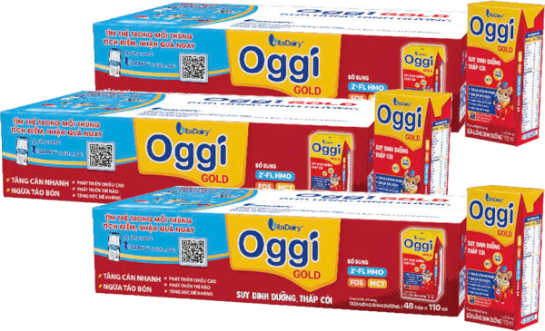 Combo 3 thùng Sữa uống dinh dưỡng Oggi Gold 110ml, lốc 4 hộp (trên 1 tuổi)
