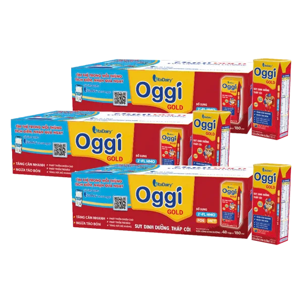 Combo 3 thùng Sữa uống dinh dưỡng Oggi Gold 180ml, lốc 4 hộp (trên 1 tuổi)