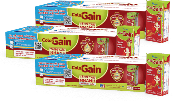 Combo 3 thùng Sữa uống dinh dưỡng Colos Gain 110ml, lốc 4 hộp (trên 1 tuổi)