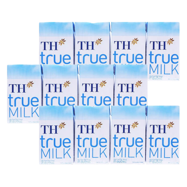 Combo 3 Sữa tươi tiệt trùng TH true Milk ít đường 110ml (lốc 4 hộp)