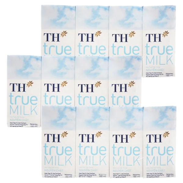 Combo 3 Sữa tươi tiệt trùng nguyên chất TH true Milk 180ml (lốc 4 hộp)