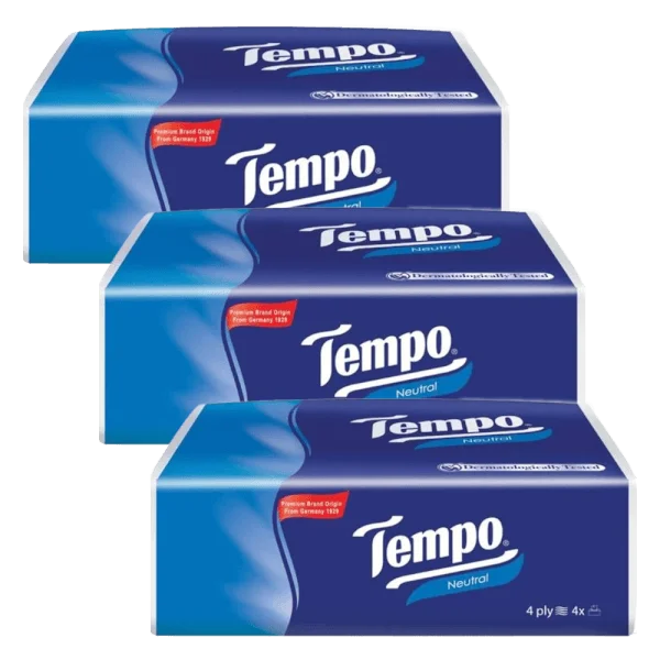 Combo 3 Khăn giấy rút 4 lớp Tempo Không mùi bịch 90 tờ