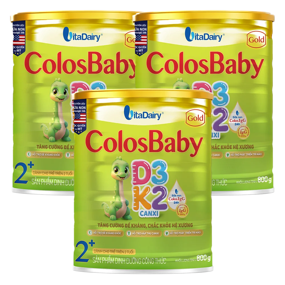 Combo 3 Sản phẩm dinh dưỡng công thức Colosbaby Gold D3K2 2+ 800g - S