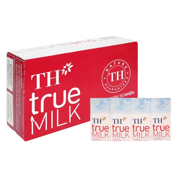 Thùng Sữa tươi tiệt trùng hương dâu TH true Milk có đường 180ml (lốc 4 hộp)