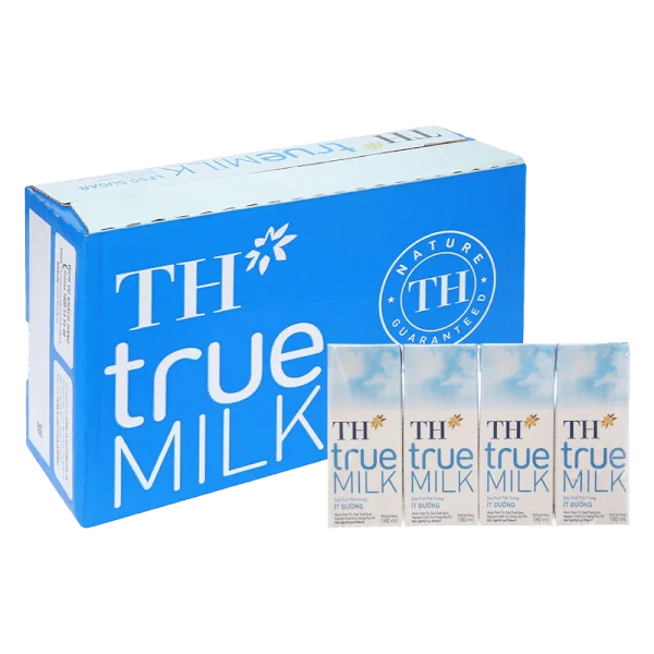 Thùng Sữa tươi tiệt trùng TH true Milk ít đường 180ml (lốc 4 hộp)