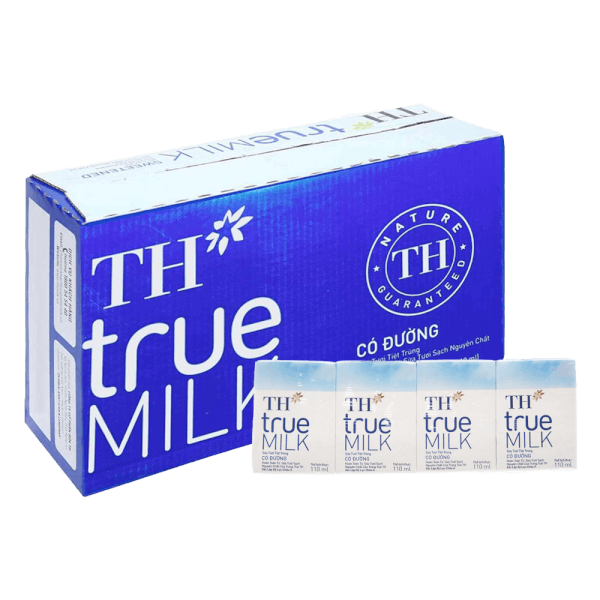 Thùng Sữa tươi tiệt trùng TH true Milk có đường 110ml (lốc 4 hộp)