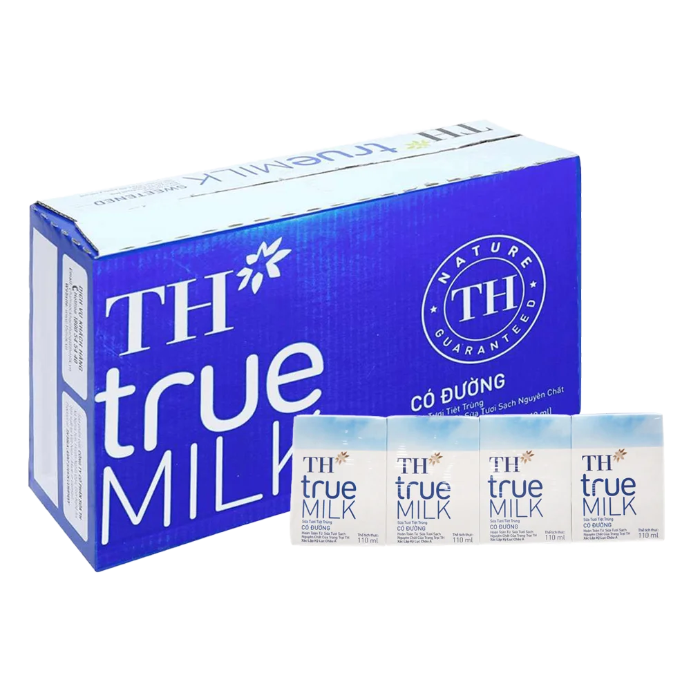 Thùng Sữa tươi tiệt trùng TH true Milk có đường 110ml (lốc 4 hộp)