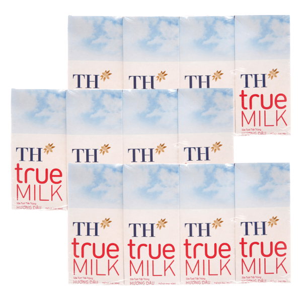 Combo 3 lốc Sữa tươi tiệt trùng hương dâu TH true Milk có đường 180ml (lốc 4 hộp)