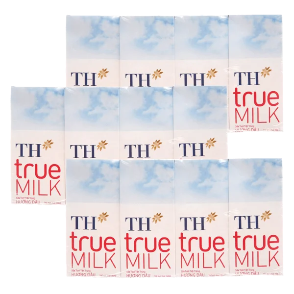 Combo 3 lốc Sữa tươi tiệt trùng hương dâu TH true Milk có đường 180ml (lốc 4 hộp)